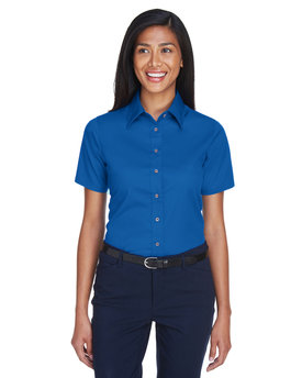 M500SW Harriton Ladies' Easy Blend™ Short-Sleeve Twill Shirt withStain-Release